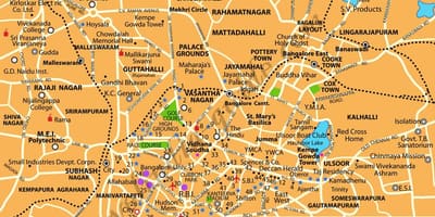 बंगलोर के पर्यटक स्थल मानचित्र