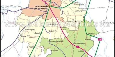 नक्शे के उत्तर बैंगलोर