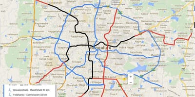 Namma मेट्रो फेज 3 के मार्ग का नक्शा