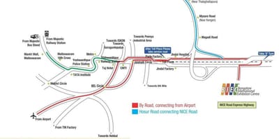 नक्शा बैंगलोर की अंतर्राष्ट्रीय प्रदर्शनी केंद्र